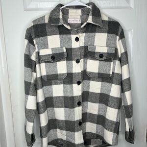 Shop Wanna B grey and white flannel Jacket